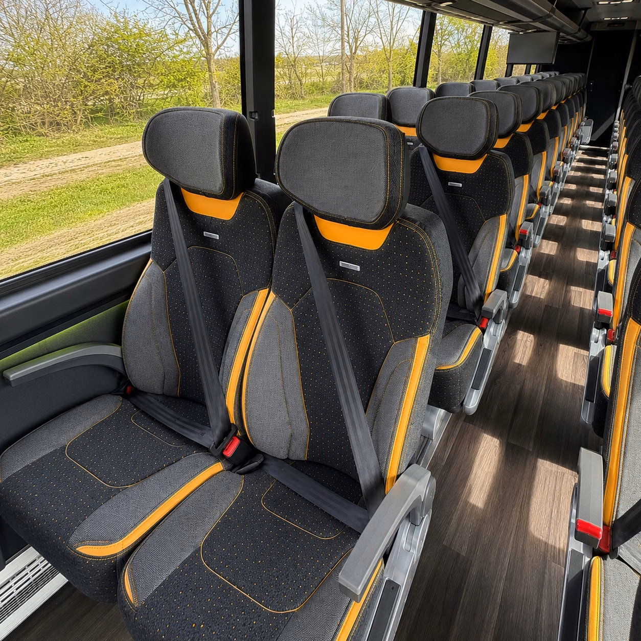 56 passenger charter bus interior